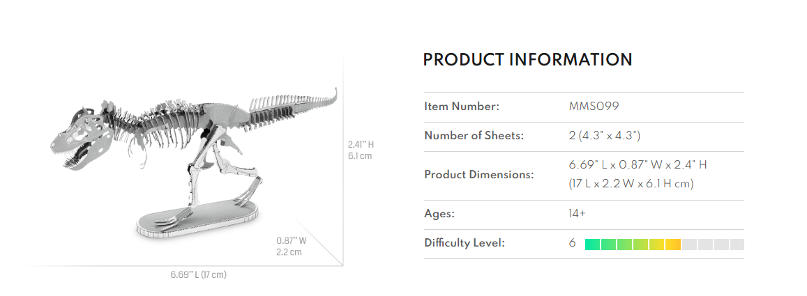 Tyrannosaurus Rex Skeleton Steel Model Kit