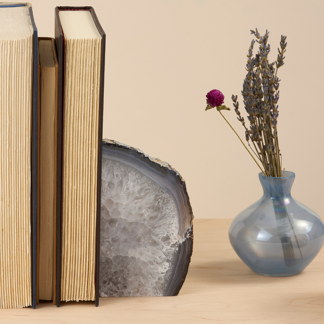 Natural Agate Bookends - Crafted in Brazil