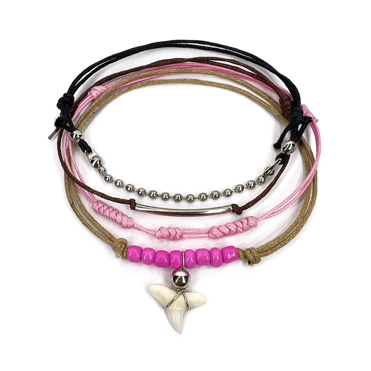 Shark Tooth Bracelets, Genuine Sharks Teeth Bracelet, Pink