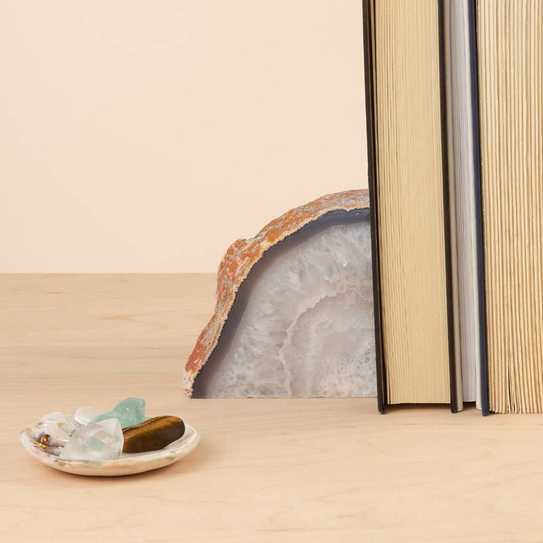 Satin Crystal Agate Bookends - Crafted in Brazil