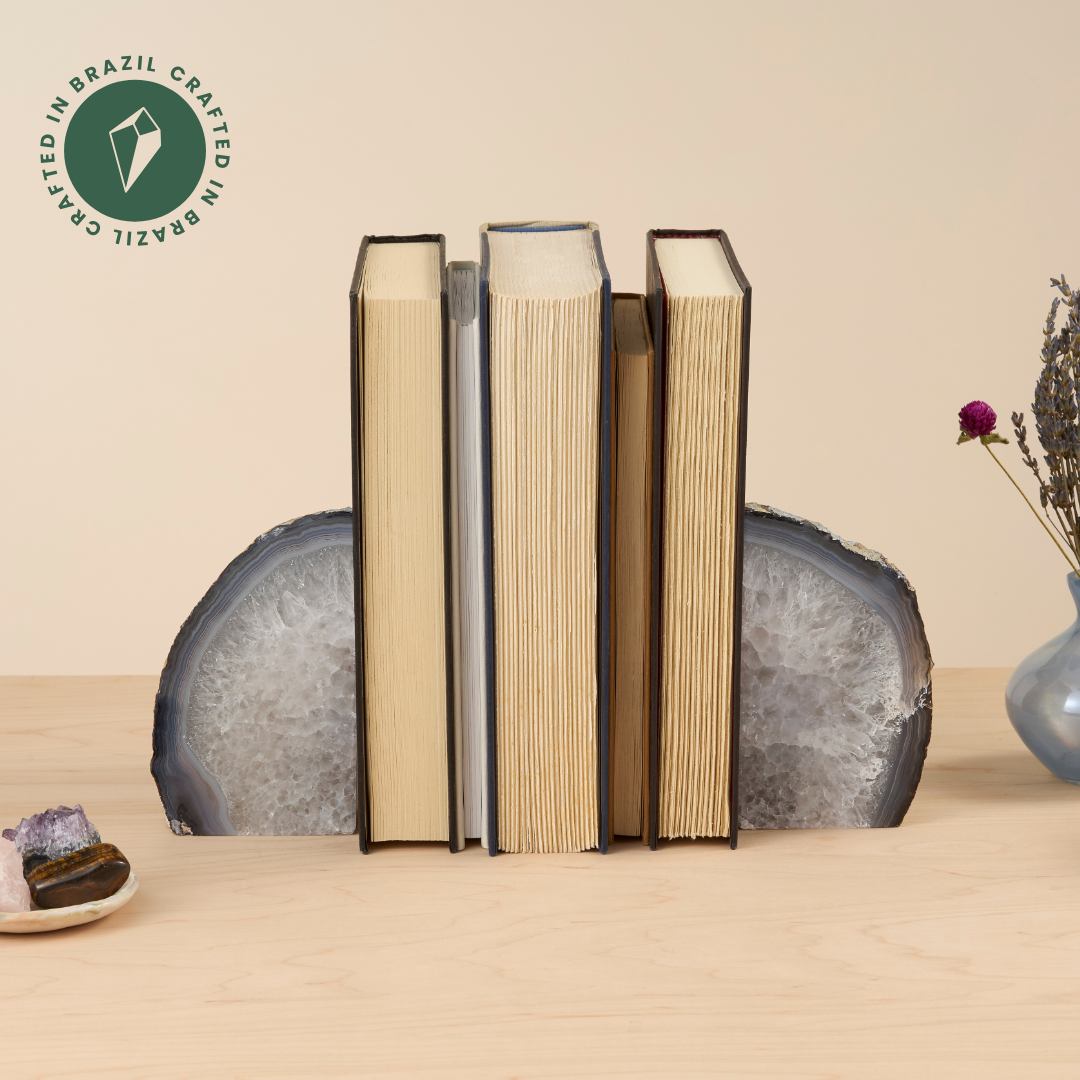 Natural Agate Bookends - Crafted in Brazil