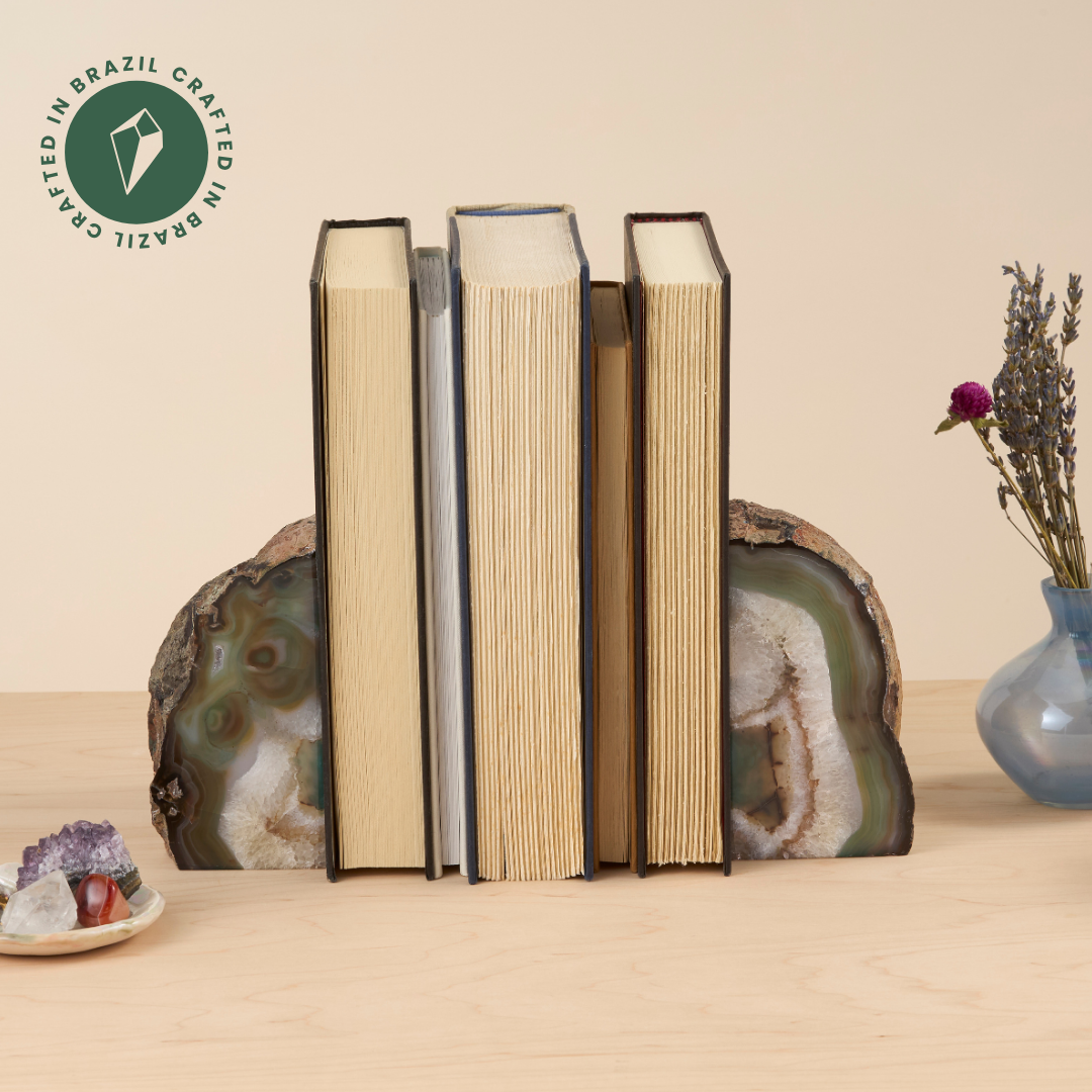Green Agate Bookends - Crafted in Brazil