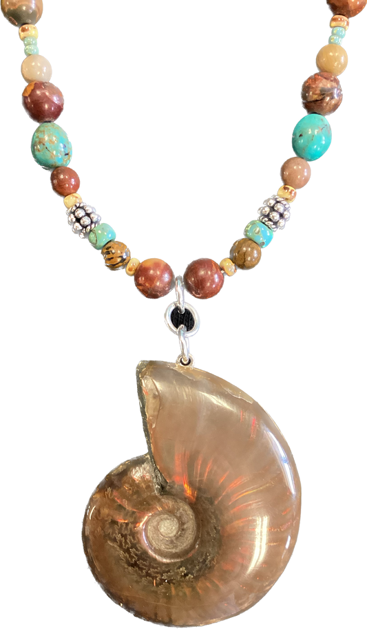 Genuine Ammonite Necklace Sterling Silver