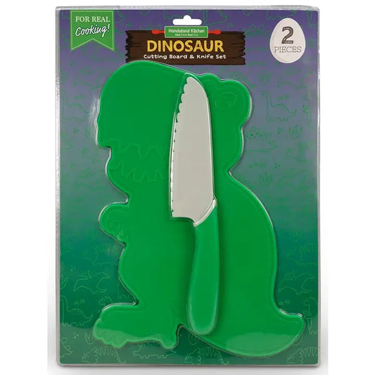 Dinosaur Cutting Board & Kid Safe Knife Set