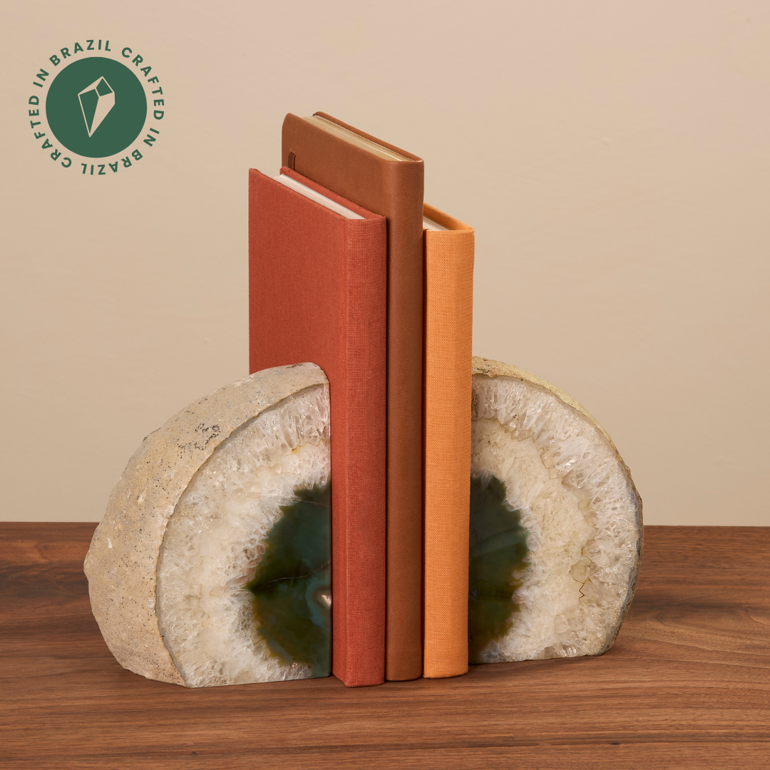 Green Agate Bookends - Crafted in Brazil