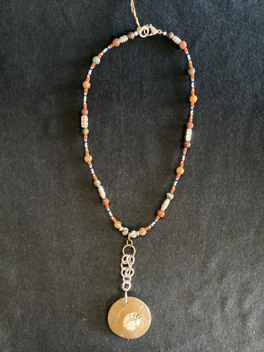 Genuine Ammonite Necklace with Jasper