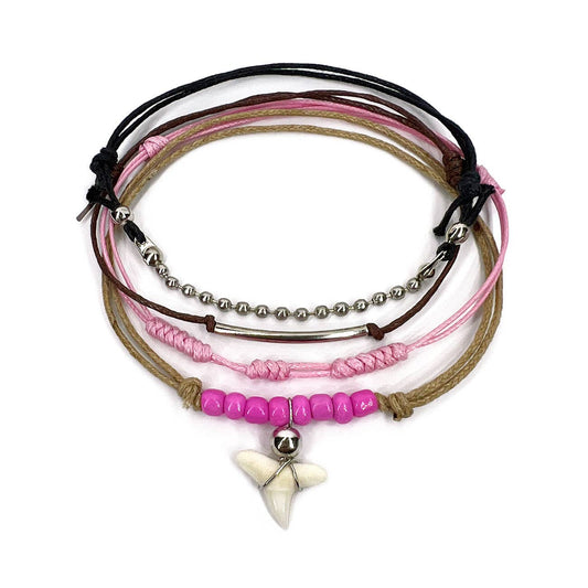 Shark Tooth Bracelets, Genuine Sharks Teeth Bracelet, Pink