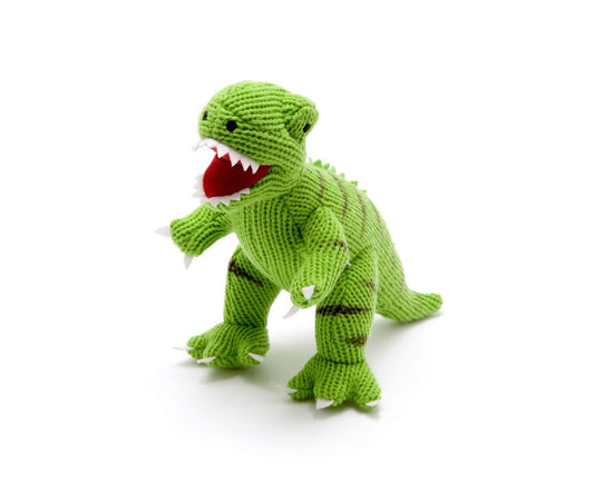T-Rex Knitted Dinosaur Soft Toy Green