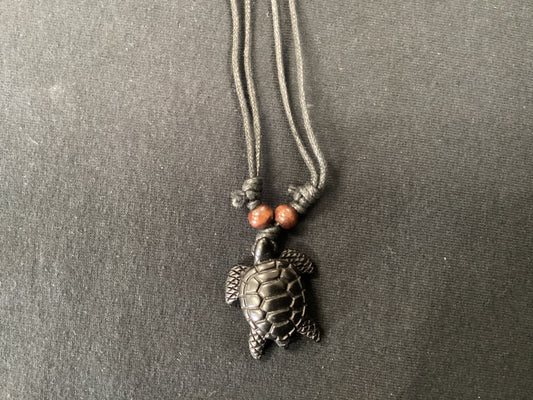 Necklace: Imitation Bone Turtle Black