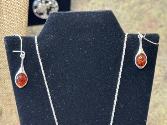 Amber/Silver Earrings (small)