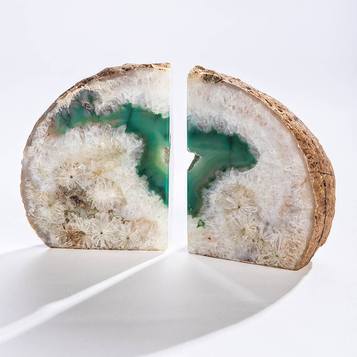 Green Agate Bookends - Crafted in Brazil