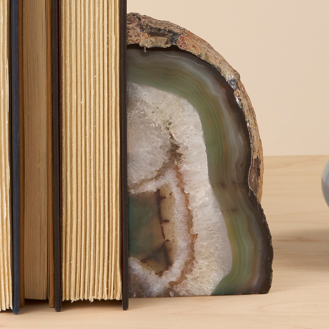 Green Agate Bookends - Crafted in Brazil