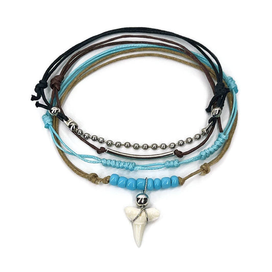 Shark Tooth Bracelets, Genuine Sharks Teeth Bracelet, Blue