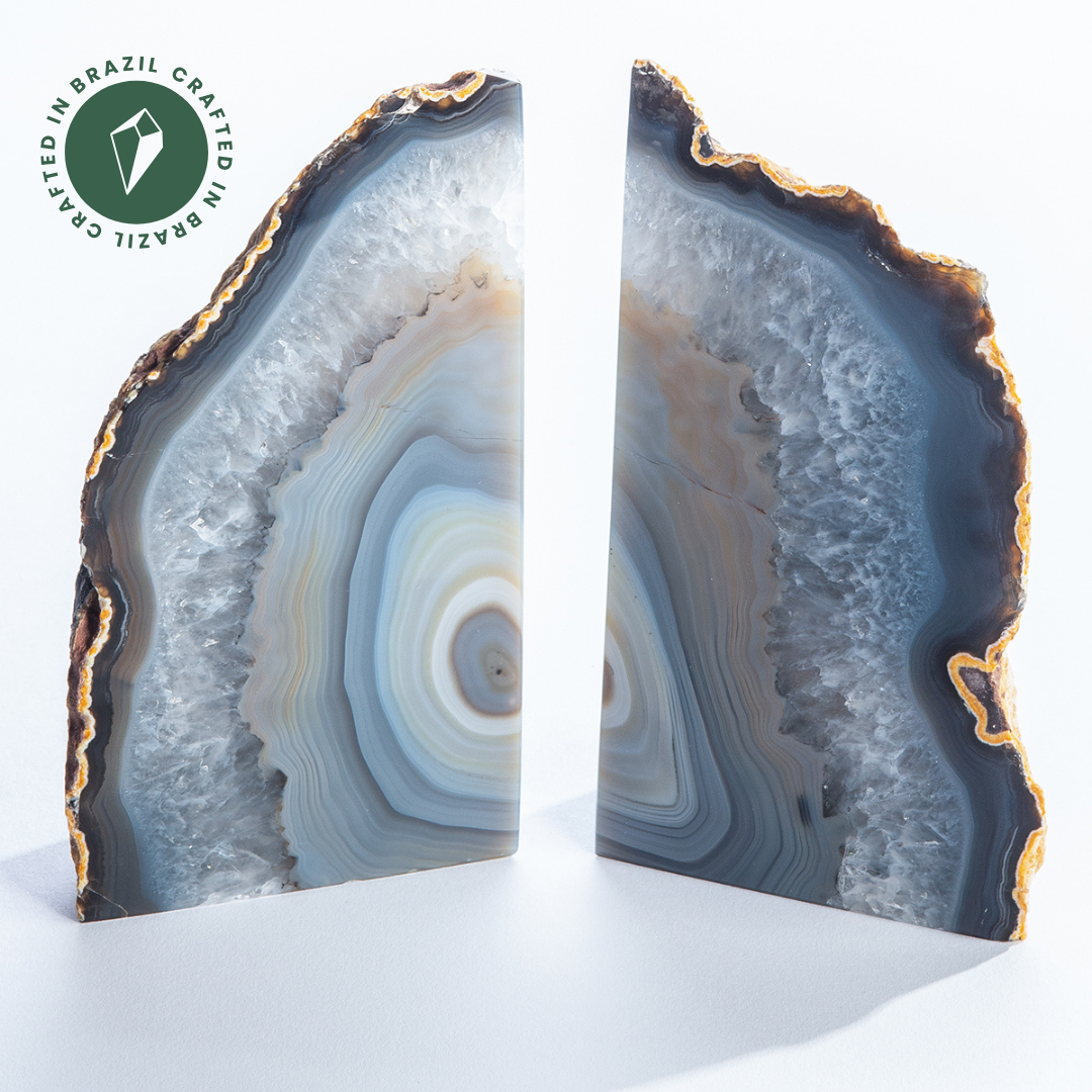 Natural Agate Bookends - Crafted in Brazil
