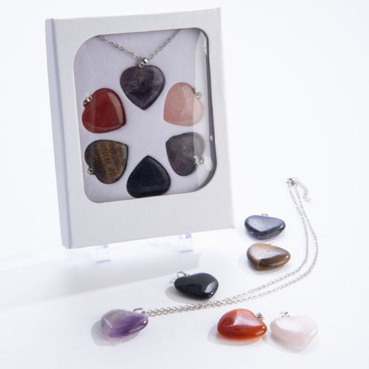 Gemstone Heart Pendant Set